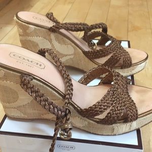 Coach bronze wedge sandal preowned